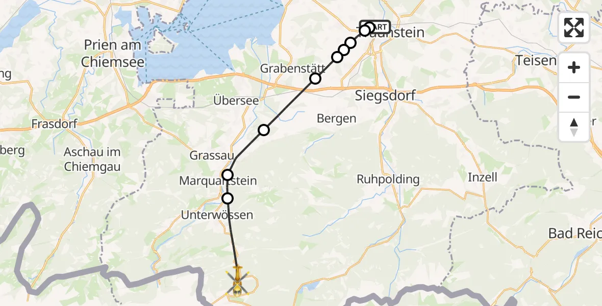 Routekaart van de vlucht: Rettungshubschrauber nach Reit im Winkl, Am Pötschbichl