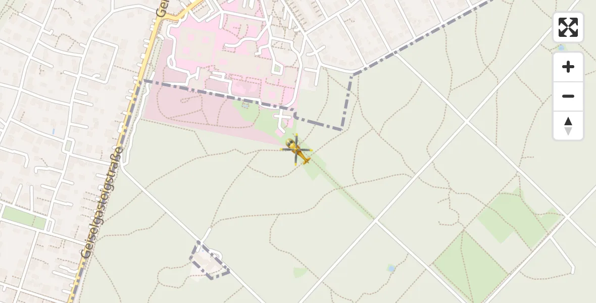 Flugroute Rettungshubschrauber ADAC Air Rescue Center Hubschrauberlandeplatz (Christoph 1) - ADAC Air Rescue Center Hubschrauberlandeplatz (Christoph 1), 06 April 2026, 08:12