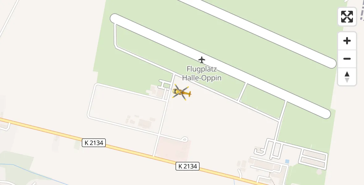 Flugroute Ambulanzhubschrauber Halle-Oppin Flugplatz - Halle-Oppin Flugplatz, 06 April 2026, 09:13