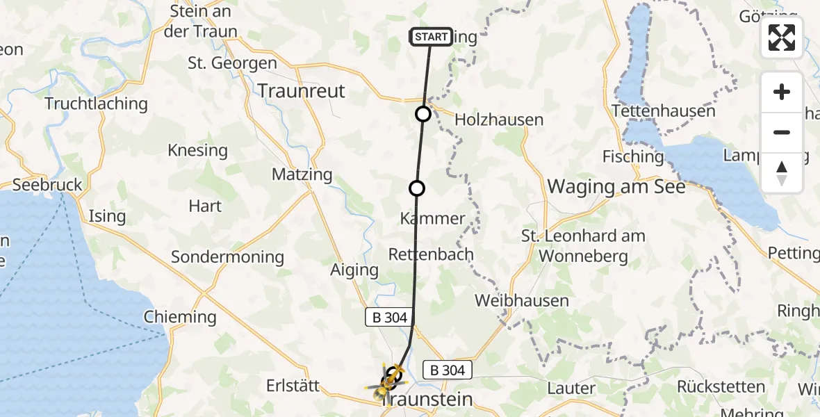 Flugroute Rettungshubschrauber Palling - Traunstein Hospital, 06 April 2026, 09:21