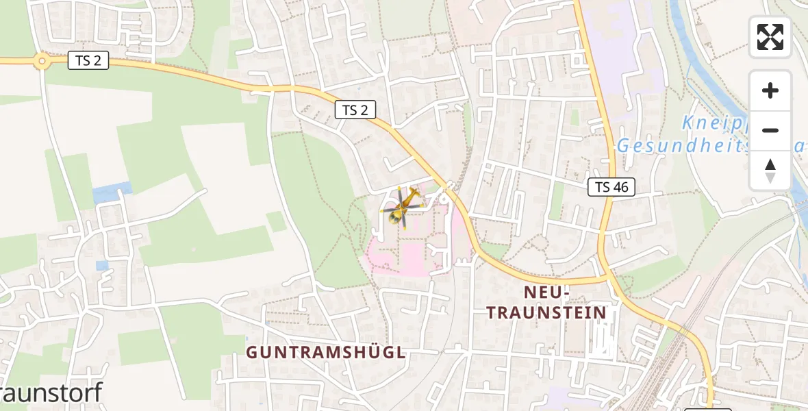 Flugroute Rettungshubschrauber Traunstein Hospital - Traunstein Hospital, 06 April 2026, 09:25