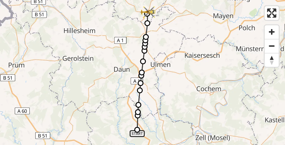 Flugroute Ambulanzhubschrauber Greimerath - Quiddelbach, 06 April 2026, 09:28