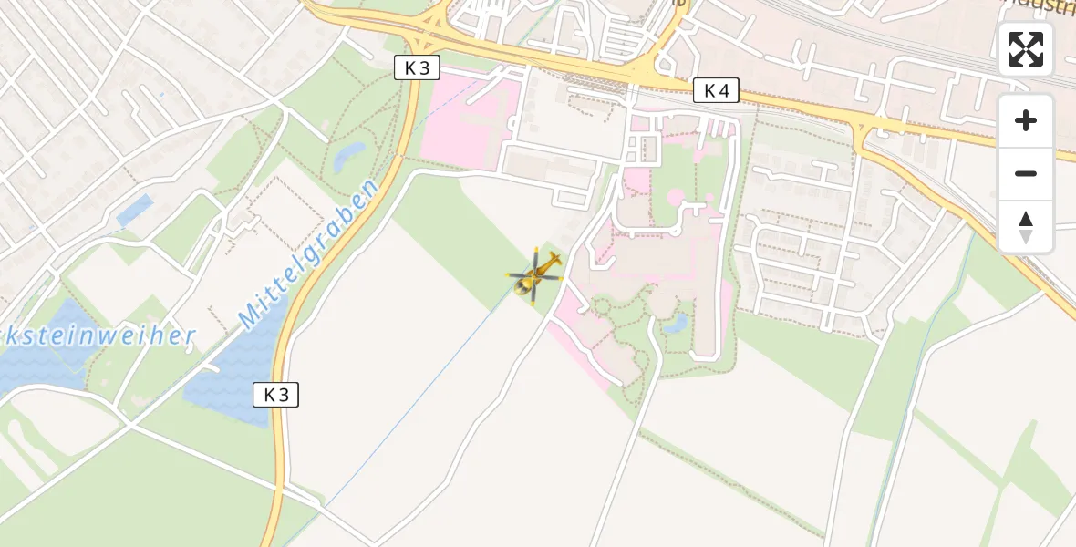 Flugroute Rettungshubschrauber Ludwigshafen Accident Hospital - Ludwigshafen Accident Hospital, 06 April 2026, 09:32