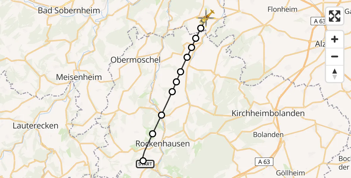Flugroute Rettungshubschrauber Imsweiler UL - Fürfeld, 06 April 2026, 09:39