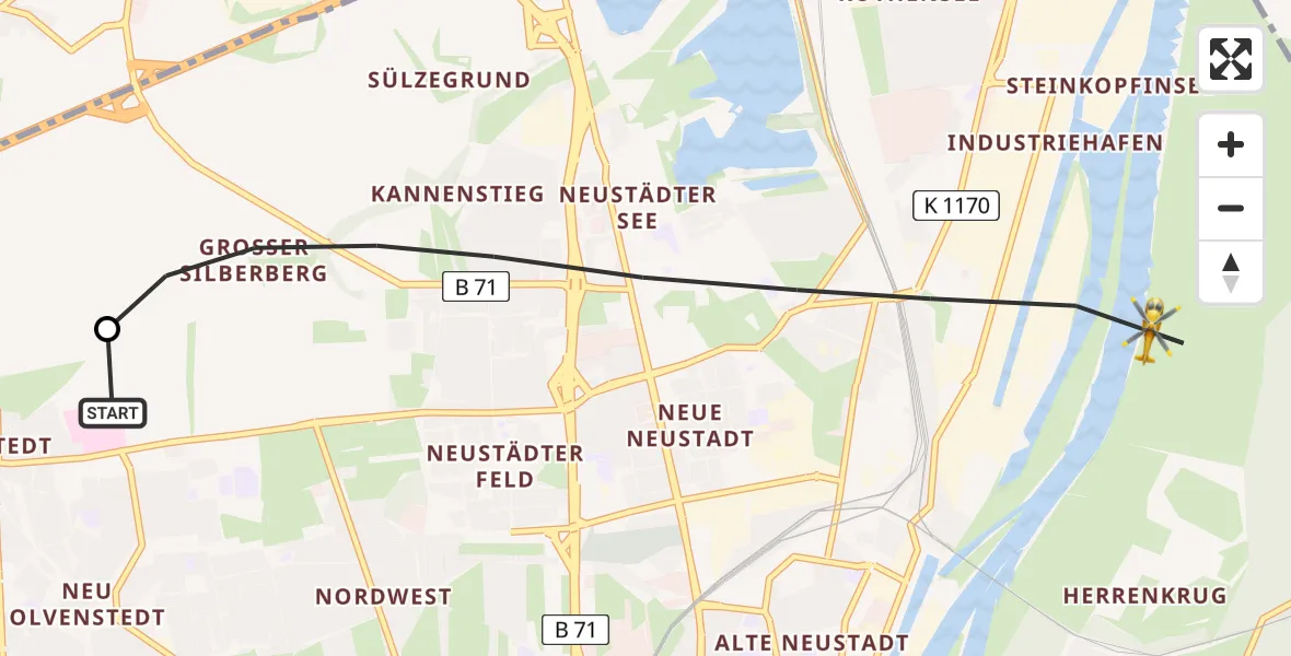 Flugroute Rettungshubschrauber Magdeburg Hospital - Magdeburg, 06 April 2026, 09:43