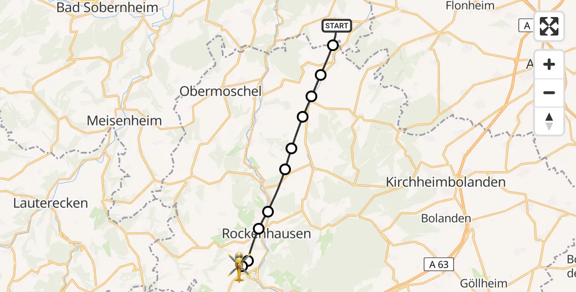 Flugroute Rettungshubschrauber Fürfeld - Imsweiler UL, 06 April 2026, 10:06