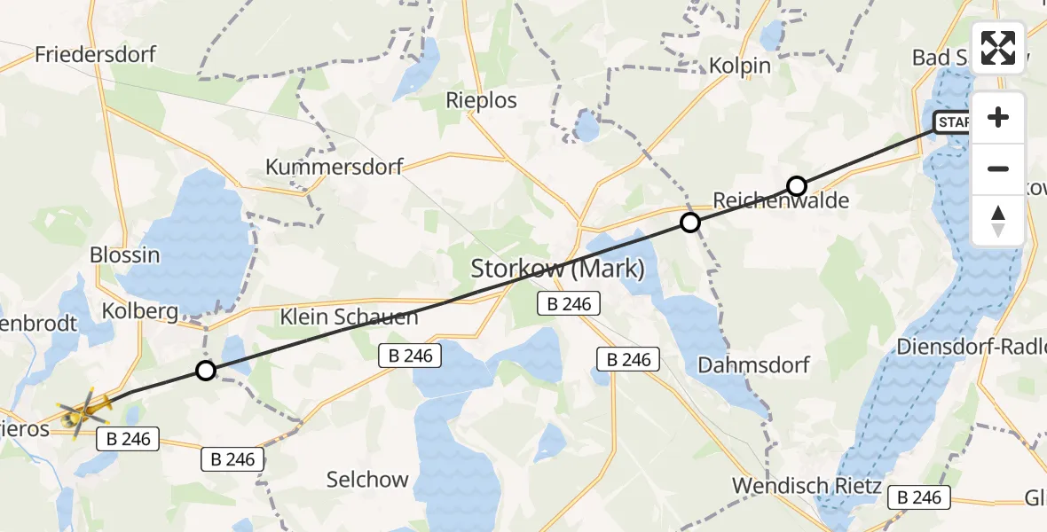 Flugroute Rettungshubschrauber Bad Saarow - Heidesee, 06 April 2026, 10:21