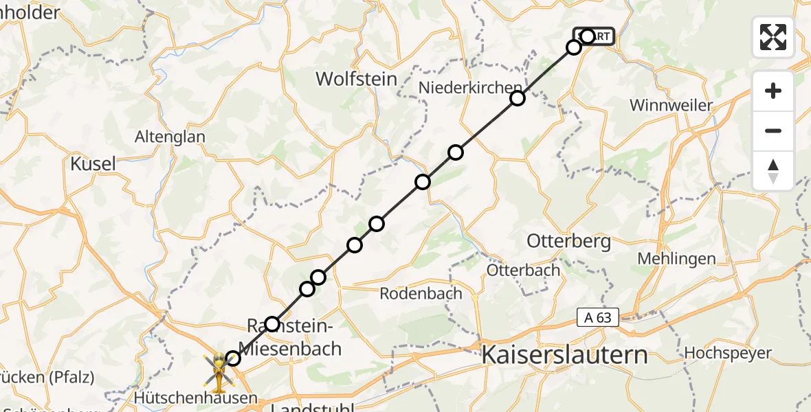 Flugroute Rettungshubschrauber Imsweiler UL - Hütschenhausen, 06 April 2026, 10:38