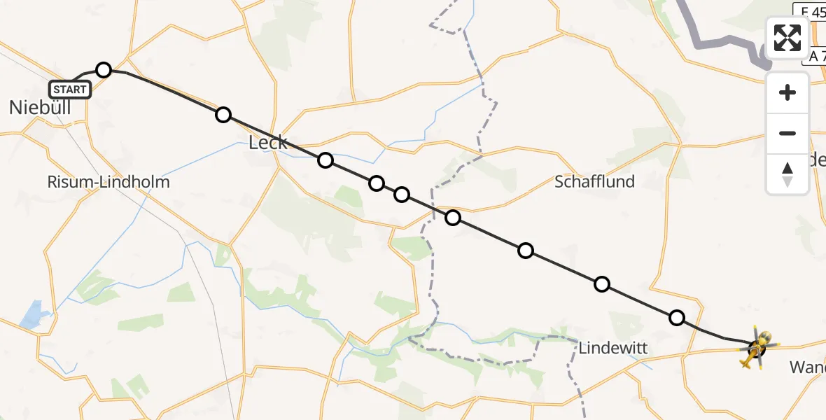 Flugroute Rettungshubschrauber Niebüll - Großenwiehe, 06 April 2026, 11:02