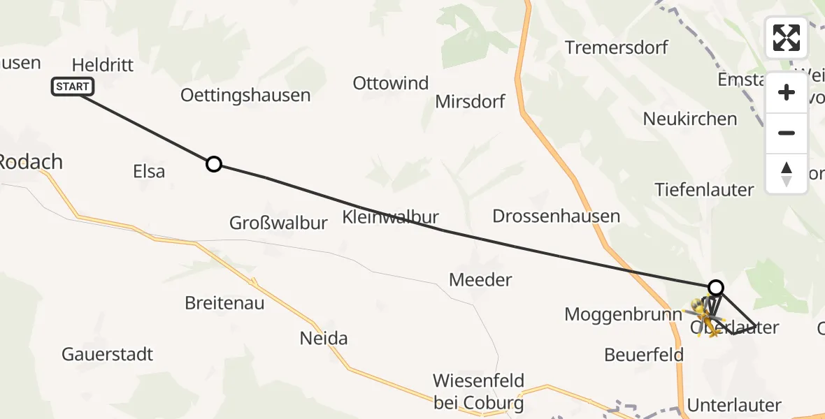 Flugroute Rettungshubschrauber Bad Rodach - Lautertal, 06 April 2026, 11:18