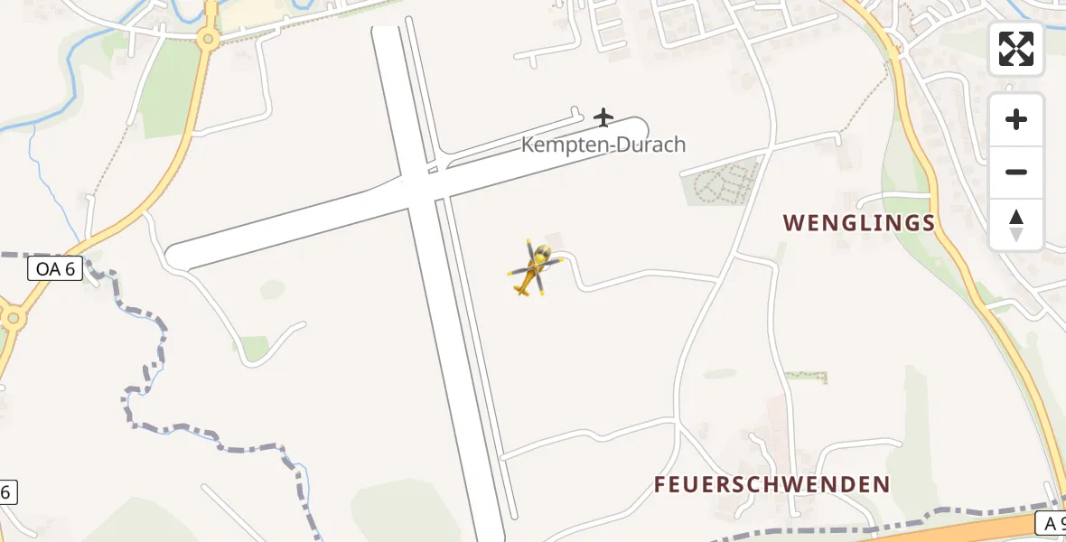 Flugroute Rettungshubschrauber Kempten-Durach Flugplatz - Kempten-Durach Flugplatz, 06 April 2026, 12:25