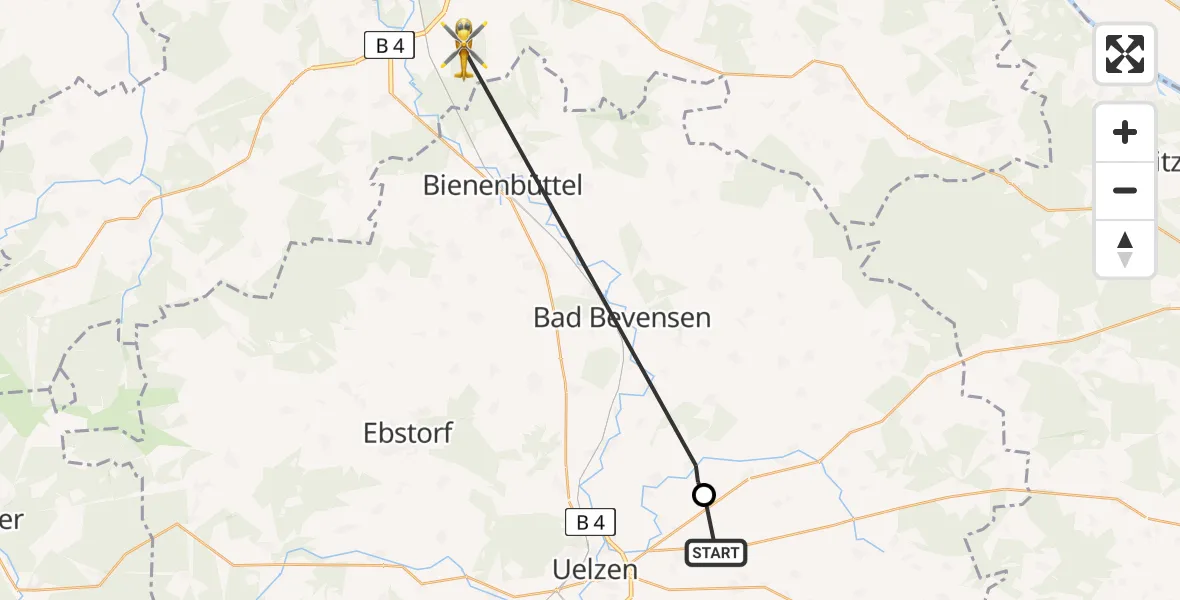 Flugroute Rettungshubschrauber Rätzlingen - Wendisch Evern, 06 April 2026, 12:34