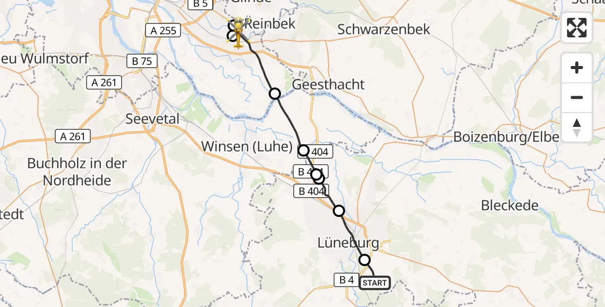 Flugroute Rettungshubschrauber Wendisch Evern - Hamburg, 06 April 2026, 12:42