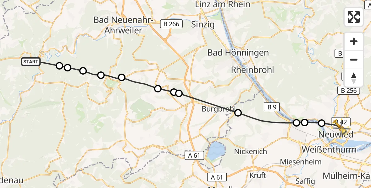 Flugroute Ambulanzhubschrauber Altenahr - Neuwied, 06 April 2026, 12:58