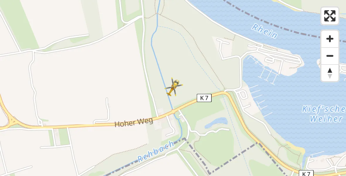 Flugroute Rettungshubschrauber Ludwigshafen am Rhein - Ludwigshafen am Rhein, 06 April 2026, 13:13