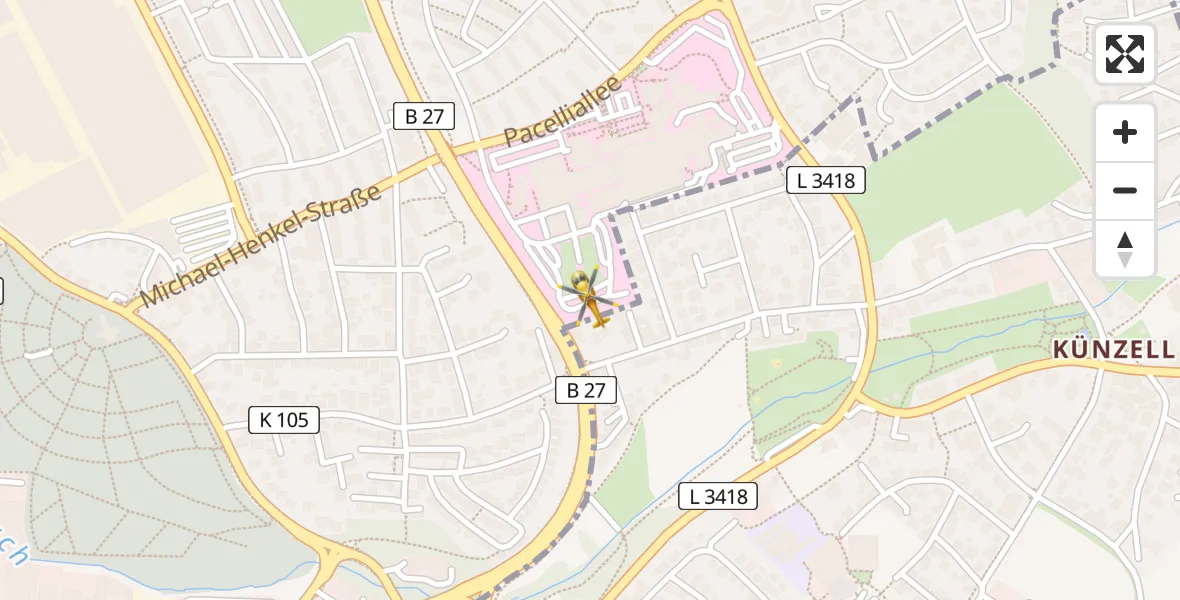 Flugroute Rettungshubschrauber Fulda Hospital - Fulda Hospital, 06 April 2026, 13:29