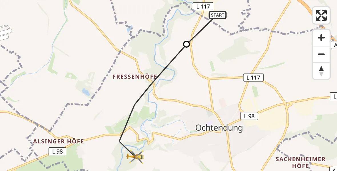 Flugroute Ambulanzhubschrauber Plaidt - Ochtendung, 06 April 2026, 13:35