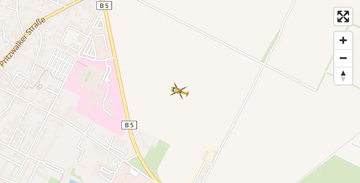 Flugroute Rettungshubschrauber Perleberg - Perleberg, 06 April 2026, 13:48