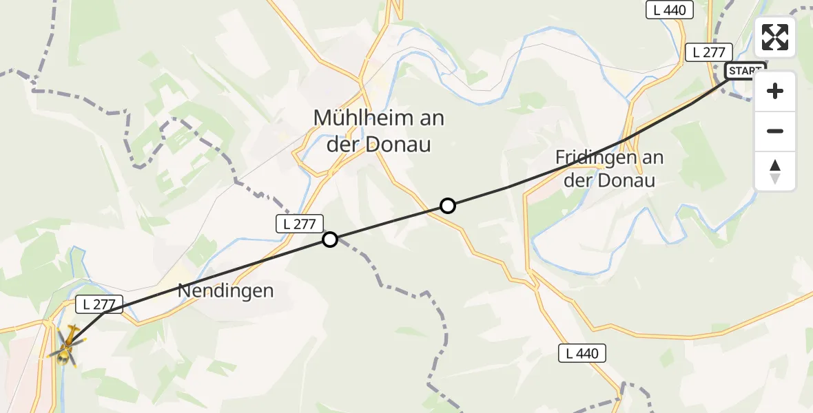 Flugroute Rettungshubschrauber Fridingen an der Donau - Tuttlingen, 06 April 2026, 13:56