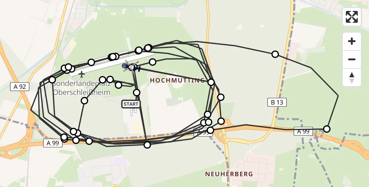 Flugroute Polizeihubschrauber Oberschleißheim - Oberschleissheim Hubschrauberlandeplatz, 06 April 2026, 14:14