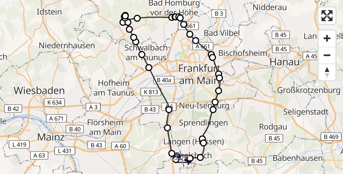 Flugroute Polizeihubschrauber Flughafen Frankfurt-Egelsbach - Flughafen Frankfurt-Egelsbach, 06 April 2026, 14:19