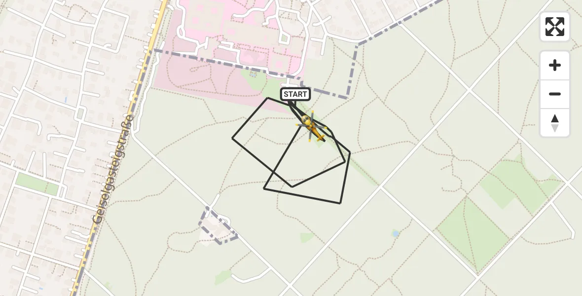 Flugroute Rettungshubschrauber ADAC Air Rescue Center Hubschrauberlandeplatz (Christoph 1) - ADAC Air Rescue Center Hubschrauberlandeplatz (Christoph 1), 06 April 2026, 14:21