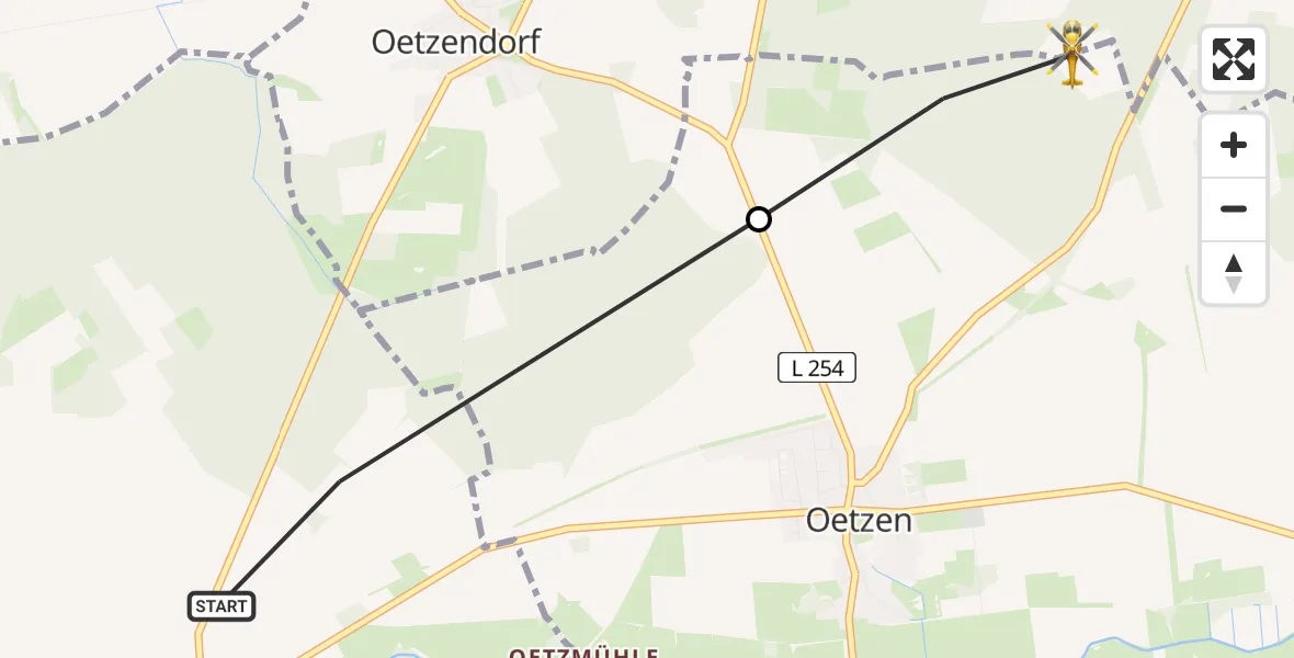 Flugroute Rettungshubschrauber Uelzen - Oetzen, 06 April 2026, 14:30