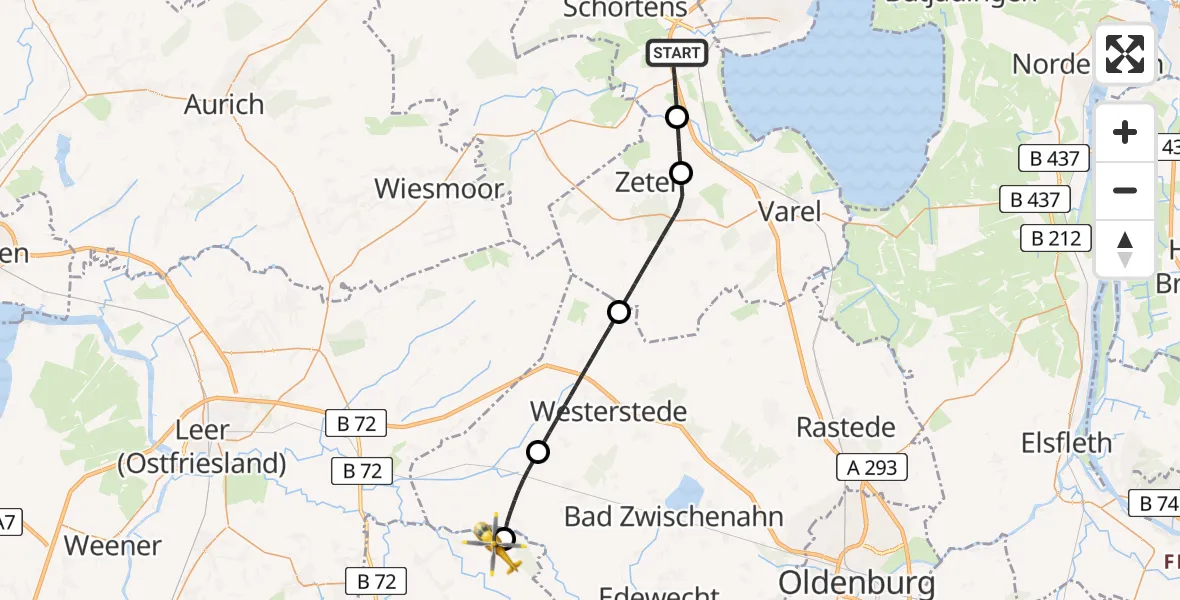 Flugroute Rettungshubschrauber Sande - Barßel Flugplatz, 06 April 2026, 14:46