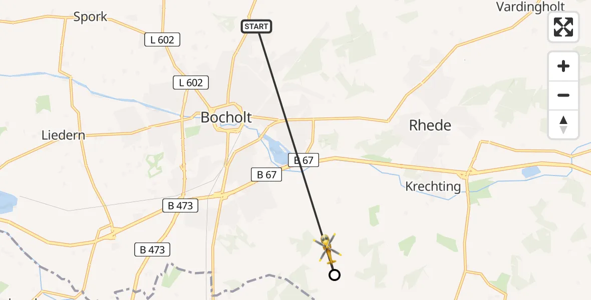 Flugroute Rettungshubschrauber Bocholt - Rhede, 06 April 2026, 14:46