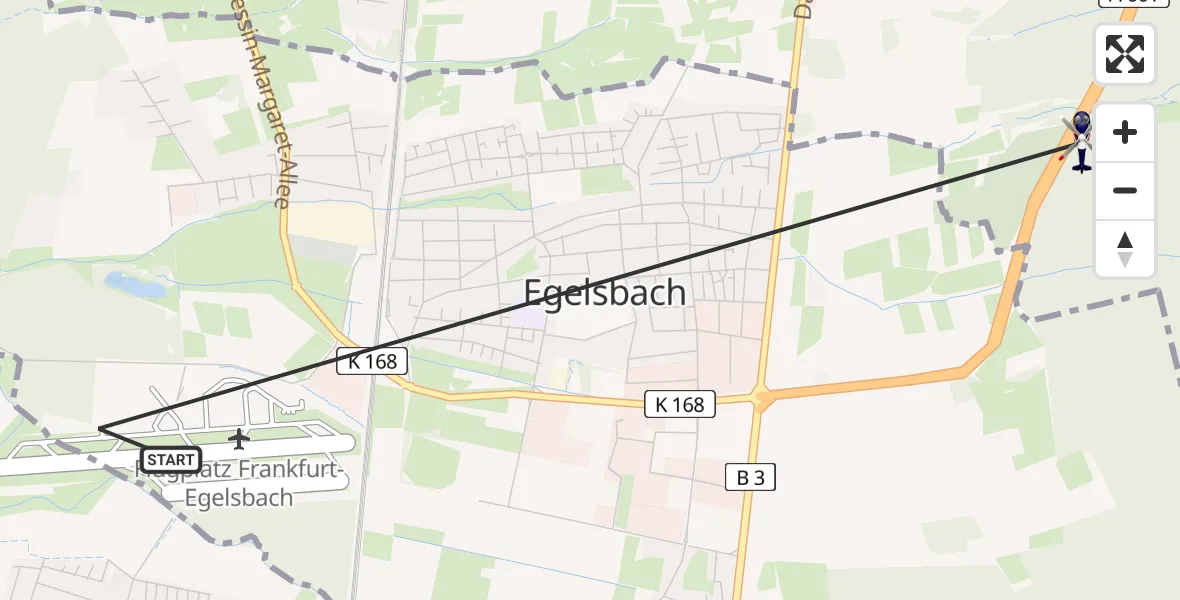 Flugroute Polizeihubschrauber Flughafen Frankfurt-Egelsbach - Langen (Hessen), 06 April 2026, 14:59