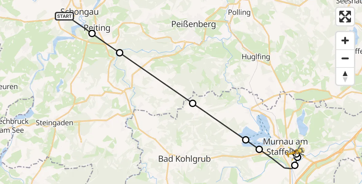 Flugroute Rettungshubschrauber Schongau - Murnau Accident Hospital, 06 April 2026, 15:02