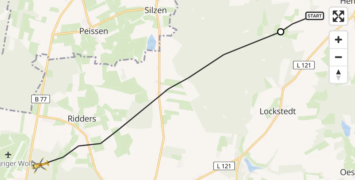 Flugroute Rettungshubschrauber Hennstedt - Hohenlockstedt, 06 April 2026, 15:10