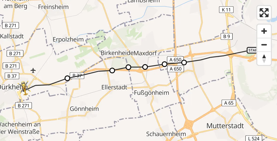 Flugroute Rettungshubschrauber Ludwigshafen am Rhein - Bad Dürkheim, 06 April 2026, 15:11