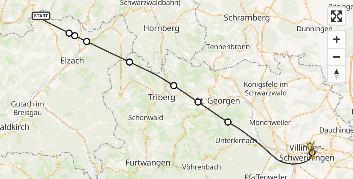 Flugroute Rettungshubschrauber Biederbach - DRF Air Rescue Station Villingen-Schwenningen Hubschrauberlandeplatz (Christoph 11), 06 April 2026, 15:28