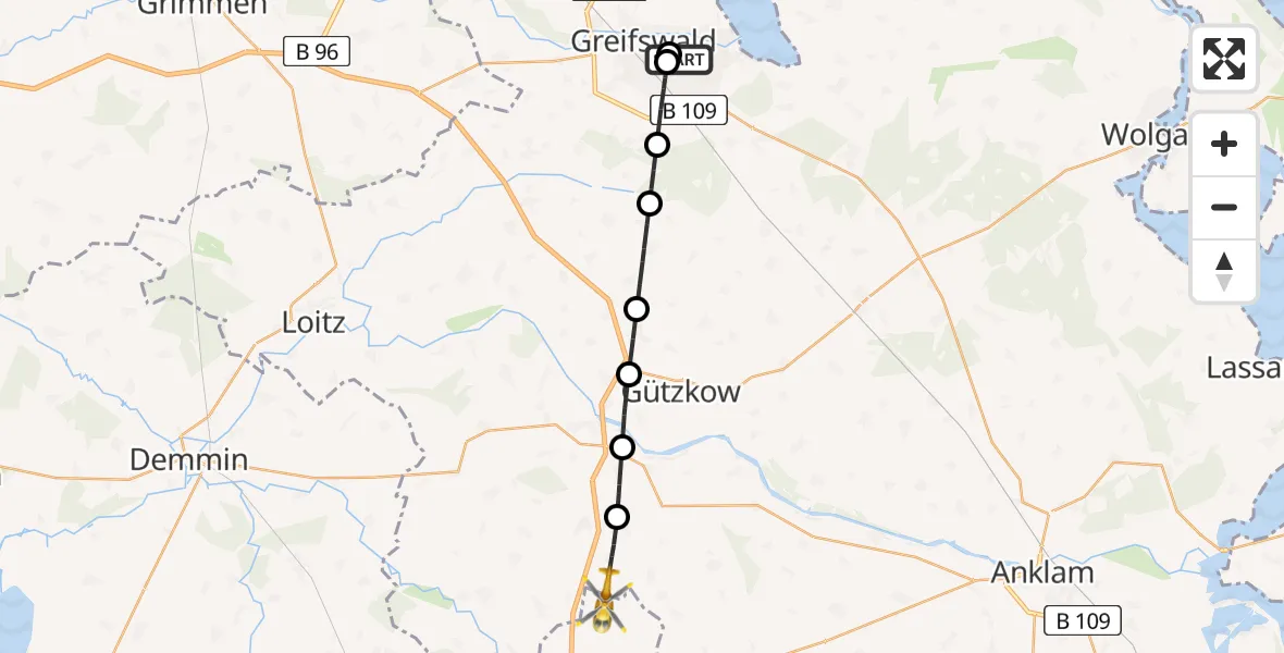 Routekaart van de vlucht: Rettungshubschrauber nach Bartow