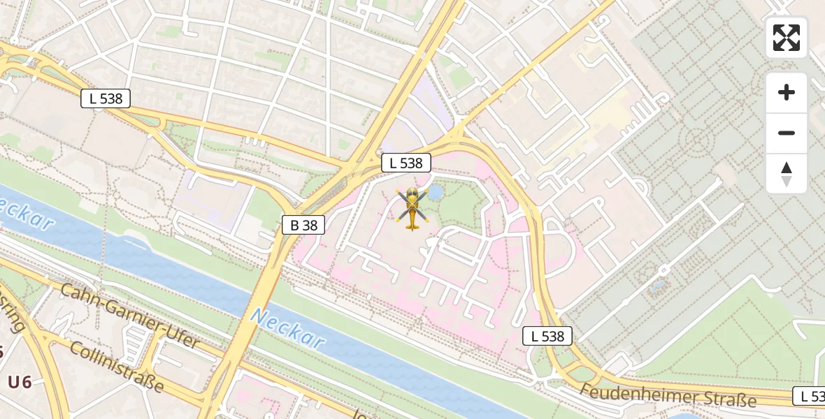Flugroute Rettungshubschrauber Mannheim - Mannheim, 06 April 2026, 16:17