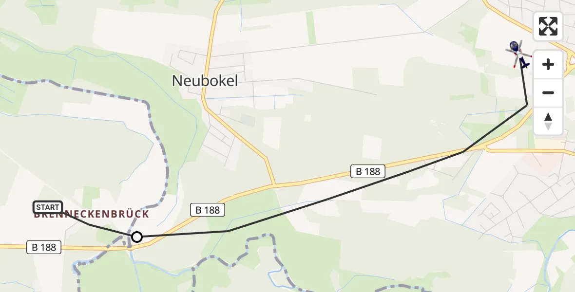 Flugroute Polizeihubschrauber Müden (Aller) - Gifhorn Bundespolizei Hubschrauberlandeplatz, 06 April 2026, 16:37