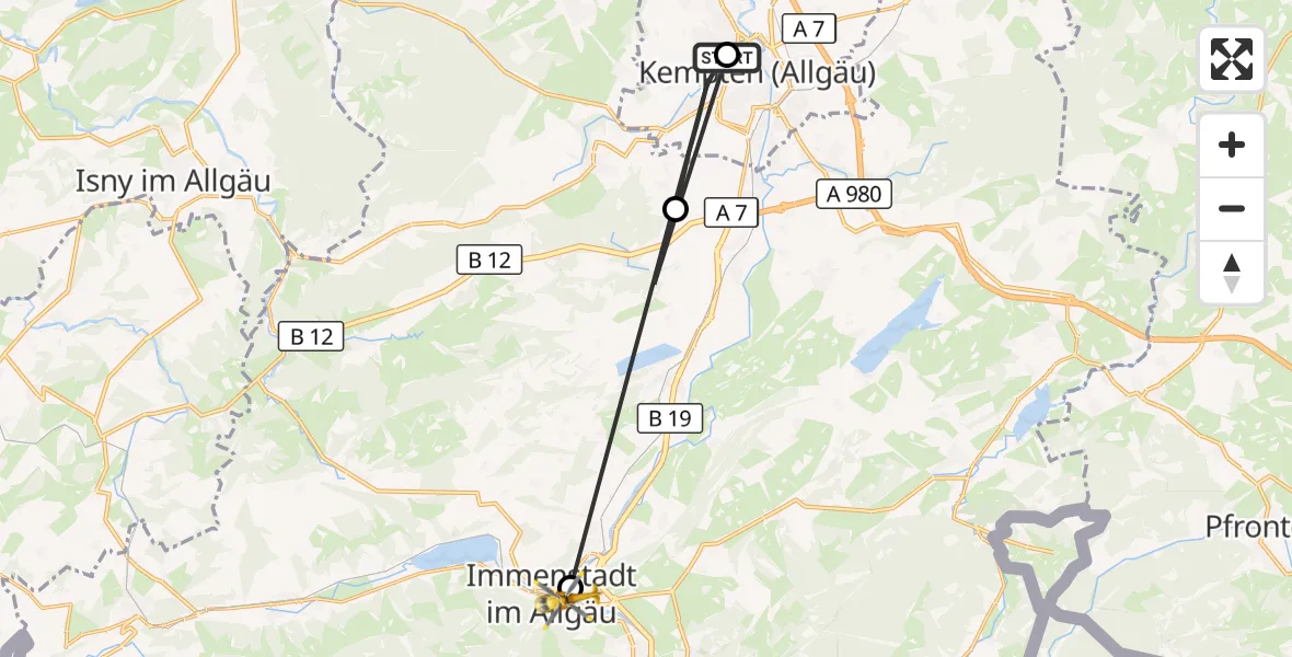 Flugroute Rettungshubschrauber Kempten (Allgäu) - Immenstadt i.Allgäu, 06 April 2026, 16:49