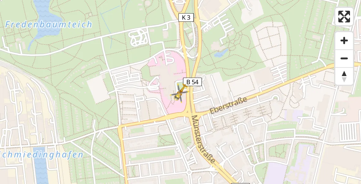 Flugroute Rettungshubschrauber Dortmund Hospital North - Dortmund Hospital North, 06 April 2026, 16:51