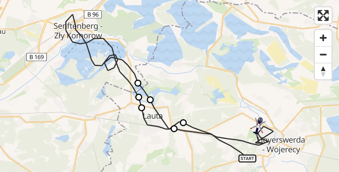 Flugroute Polizeihubschrauber Hoyerswerda - Hoyerswerda, 06 April 2026, 16:57