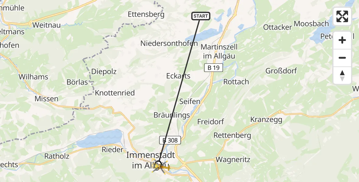 Flugroute Rettungshubschrauber Waltenhofen - Immenstadt i.Allgäu, 06 April 2026, 16:57
