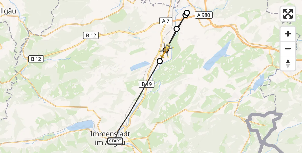 Flugroute Rettungshubschrauber Immenstadt i.Allgäu - Waltenhofen, 06 April 2026, 17:31