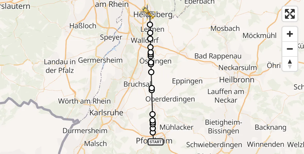 Flugroute Rettungshubschrauber Pforzheim - Heidelberg, 06 April 2026, 17:48