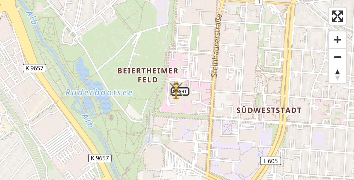 Flugroute Rettungshubschrauber Sankt Vincentius Hospital - Sankt Vincentius Hospital, 06 April 2026, 18:04
