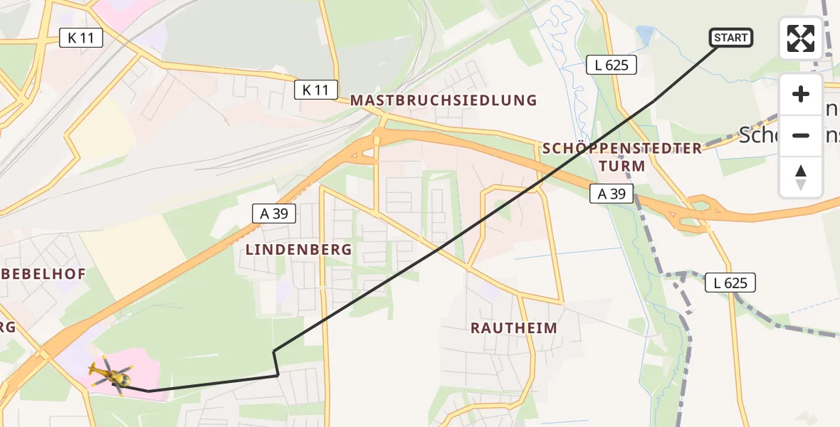 Flugroute Rettungshubschrauber Braunschweig - Braunschweig, 06 April 2026, 18:21