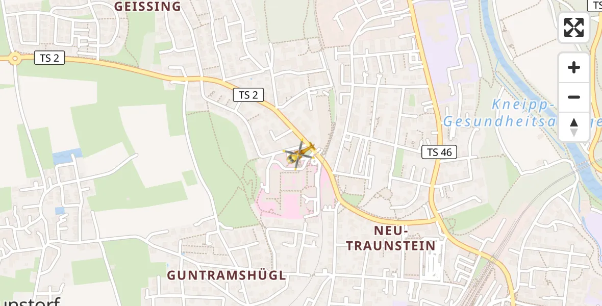 Flugroute Rettungshubschrauber Traunstein Hospital - Traunstein Hospital, 06 April 2026, 18:20