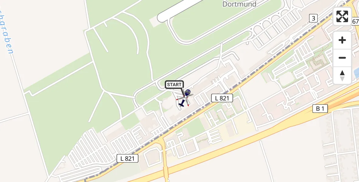 Flugroute Polizeihubschrauber Dortmund Flughafen - Dortmund Flughafen, 06 April 2026, 19:17