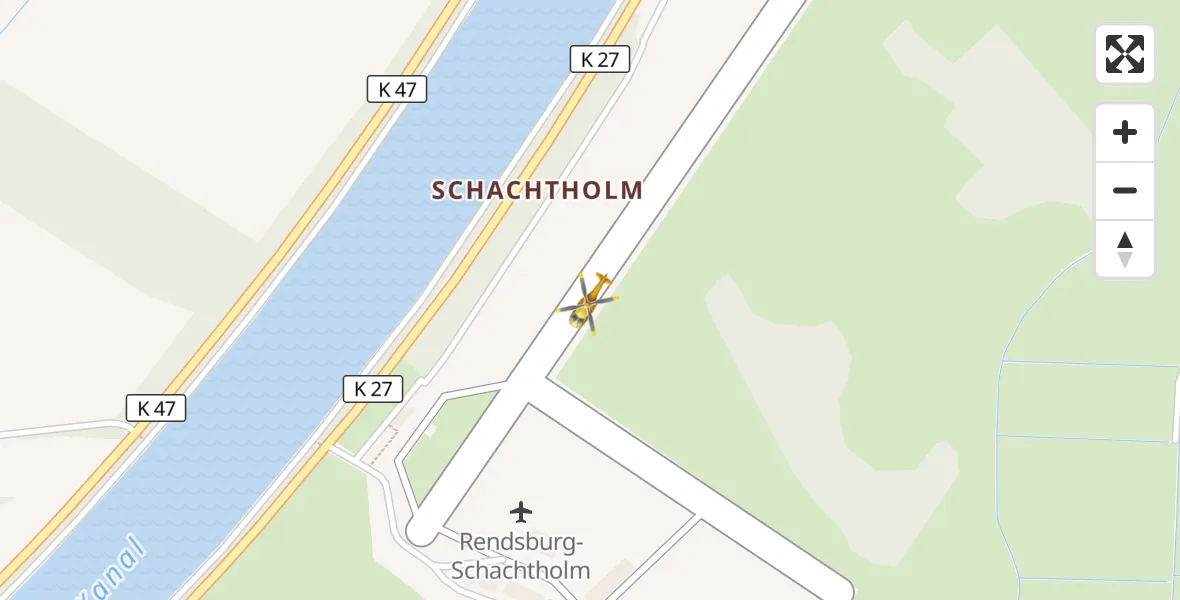 Flugroute Ambulanzhubschrauber Rendsburg-Schachtholm Flugplatz - Rendsburg-Schachtholm Flugplatz, 06 April 2026, 23:27