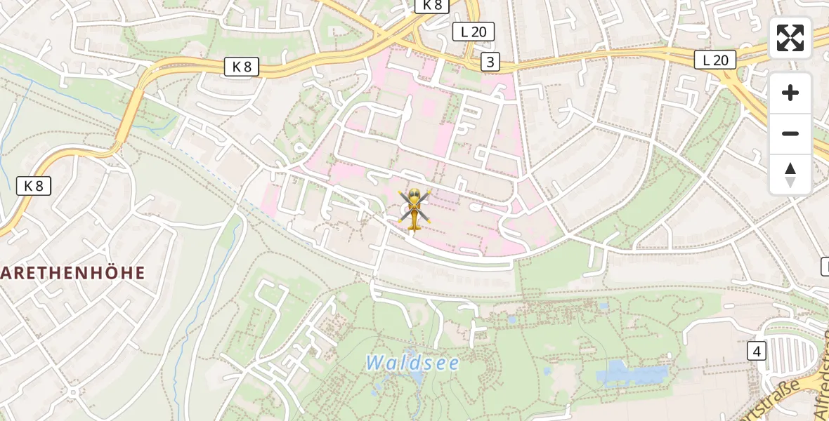 Flugroute Ambulanzhubschrauber Essen - Essen, 07 April 2026, 00:59