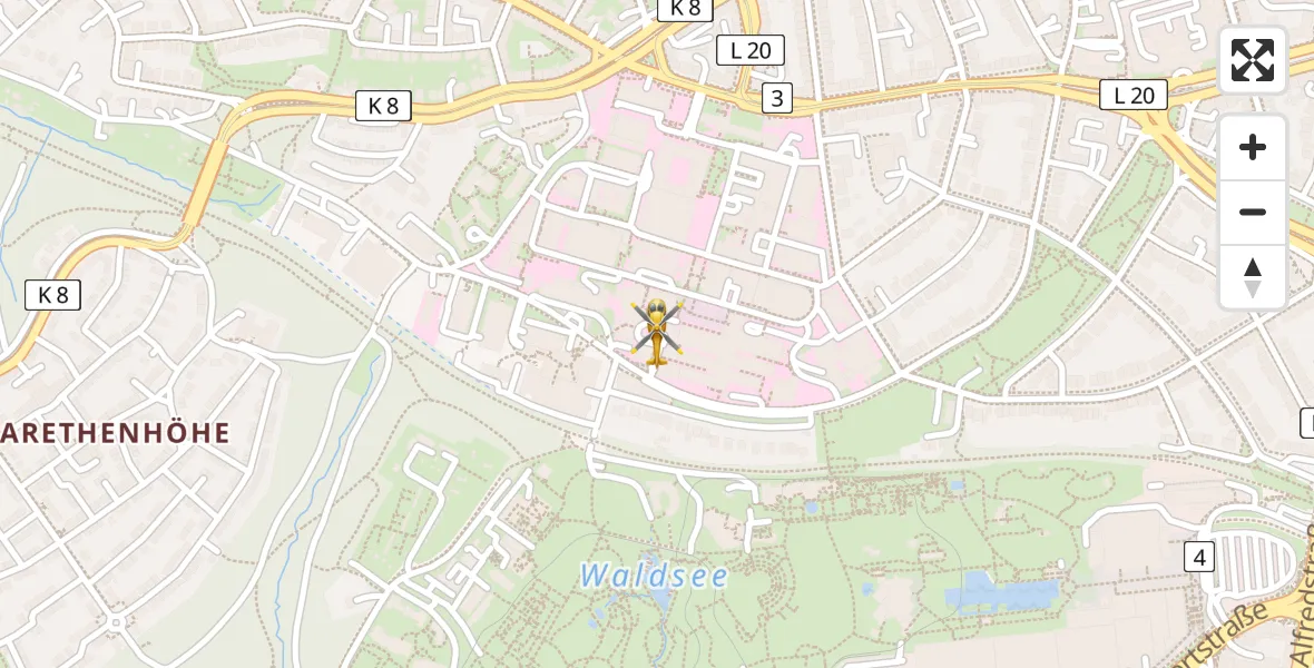 Flugroute Ambulanzhubschrauber Essen - Essen, 07 April 2026, 00:59